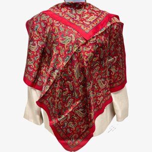 Slick Shine by Michell Klein Paris Silk Scarf 31"31" Bright red green yellow(24